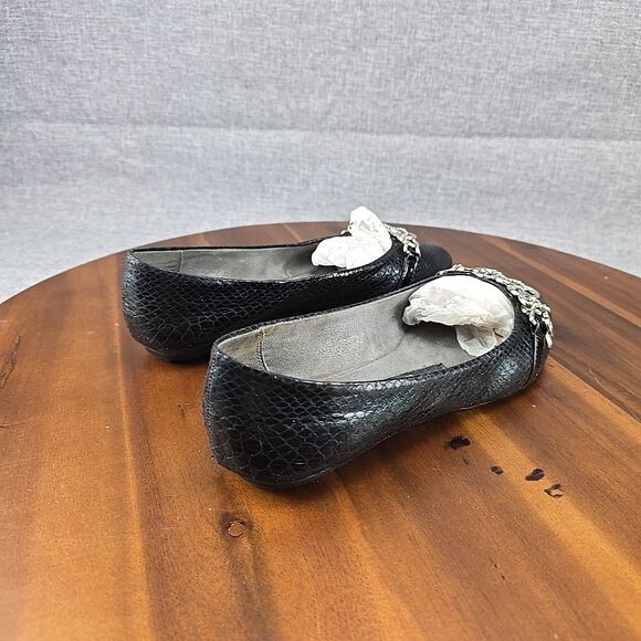 Libby Edelman Size 7.5W Royal Blue AMELIE Slip On Flat Shoes Silver Chain Accent - Picture 9 of 13